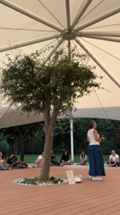 Evening gathering held under canopy in Puebla, Mexico