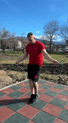 Man exercises with jump rope at outdoor Sofia gym