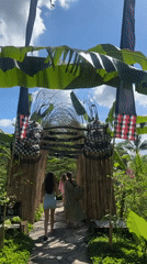 Morning visitors explore traditional Balinese cultural site in Abiansemal