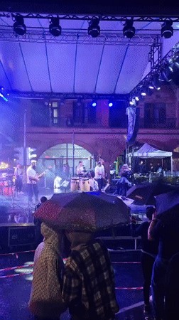 Live music in Tsakhkadzor pushes through a rainy summer night