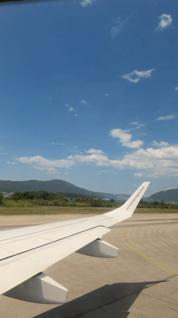 Aboard an Air Montenegro flight before departure at Tivat