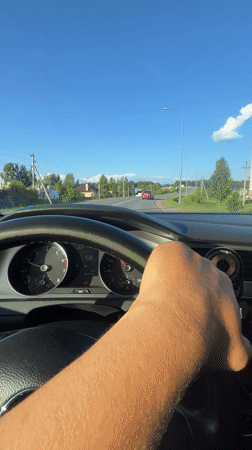 Driver and passenger travel through Vasilyevo roads Tuesday afternoon