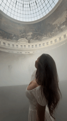 Inside the misty rotunda of Bourse de Commerce, Paris