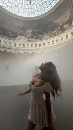 Inside the misty rotunda of Bourse de Commerce, Paris