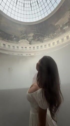 Inside the misty rotunda of Bourse de Commerce, Paris