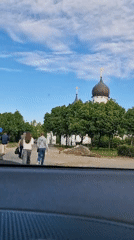 Morning traffic scenes captured around Klaipėda cathedral area