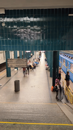 Kyiv metro platform used as shelter during an alert