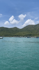 Speedboat travels coastal waters near Nha Trang, Vietnam