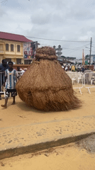 Traditional cone-shaped straw structure in Porto-Novo, Benin