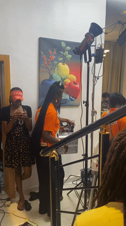 Film crew shoots residential scene in Iranla, Nigeria