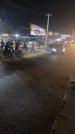 Nighttime street gathering observed in Lagos, Nigeria