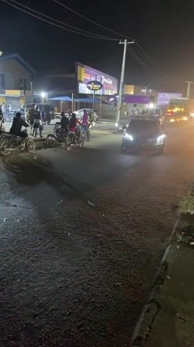 Nighttime street gathering observed in Lagos, Nigeria