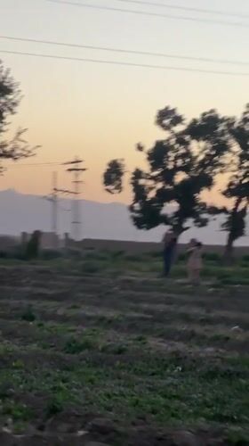Sunset over crop fields in rural Quetta, Pakistan