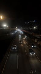 Seoul highway traffic flows normally during nighttime hours