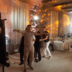 Wedding reception dancing and celebration in rural Belarus