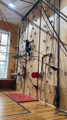 Indoor activities observed in Chaikovsky: climbing training and decorated footwear