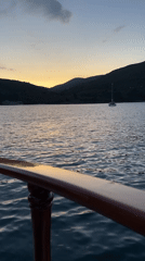 Evening bay view captured from boat near Radovići, Montenegro