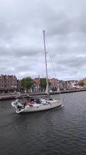Morning canal life observed in Alkmaar, Netherlands