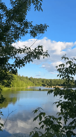 Recreational boating observed on lake near Klin, Russia