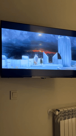 Lord of the Rings movie scenes captured on TV in Batumi