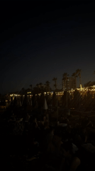 Konyaaltı Beach at night, full moon over the Mediterranean