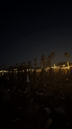 Konyaaltı Beach at night, full moon over the Mediterranean