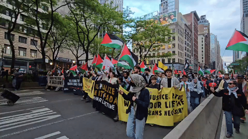 Pro-Palestinian demonstrators march through New York City streets