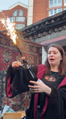 Young people celebrate with champagne and sparklers in Krasnoyarsk