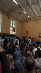 Traditional graduation ceremony held in Podolsk school gymnasium