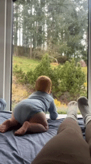 Family life documented in German villages: baby, corgi grooming