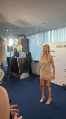 Woman poses at Miss Denmark 2026 event in Skovshoved