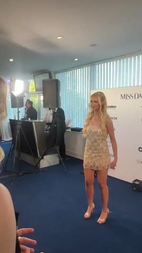 Woman poses at Miss Denmark 2026 event in Skovshoved