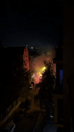 Nighttime gathering with fireworks observed in Belgrade suburb