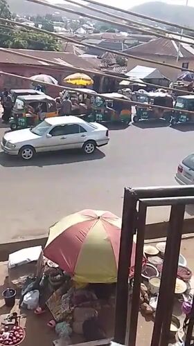 Morning market activity captured in Gwong, Nigeria street scenes