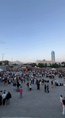 Mass outdoor gathering takes over central Yekaterinburg at dusk