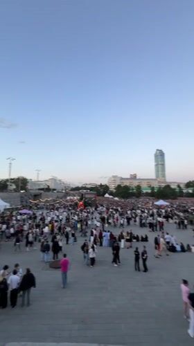 Mass outdoor gathering takes over central Yekaterinburg at dusk