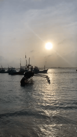 Fishing boats at rest along Sri Lanka's southern coast