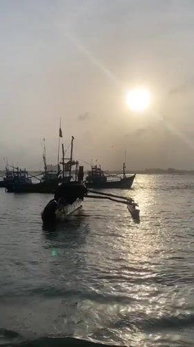 Fishing boats at rest along Sri Lanka's southern coast