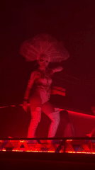 Big night at a Bali club: performers, fire, DJs, and crowds