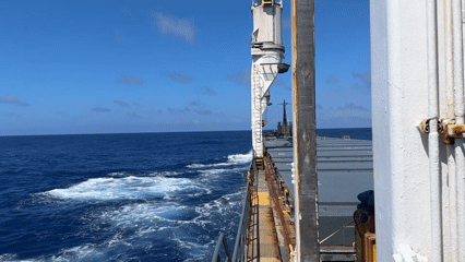 Container ship crew operations recorded in North Atlantic