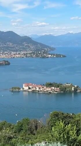 Panoramic views of Lake Maggiore from Someraro on a clear summer day