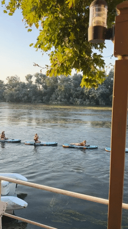 Paddleboarding and sunset light on Shkoder's rivers
