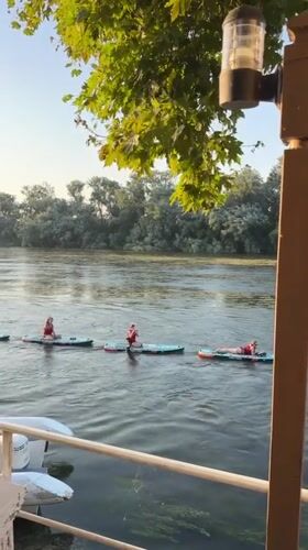 Paddleboarding and sunset light on Shkoder's rivers