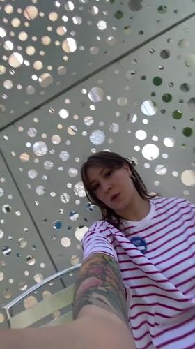 Woman photographed on metal furniture in Saratov morning session