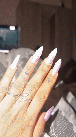 Elaborate purple stiletto nail art showcase in Stara Zagora