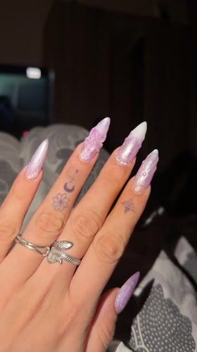 Elaborate purple stiletto nail art showcase in Stara Zagora