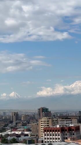 Panoramic views of Yerevan skyline with Mount Ararat captured