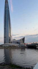 Evening activity around Saint Petersburg's Lakhta Center captured by witnesses