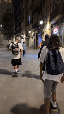 Night skating through Barcelona's narrow streets