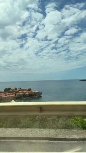 Coastal drive captured on video near Sveti Stefan, Montenegro
